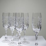 Set de 6 flûtes à champagne en cristal de Lorraine taillé main