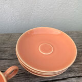 4 salmon ceramic tea or coffee cups