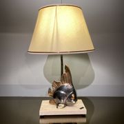 Vintage fish lamp in gold and copper metal