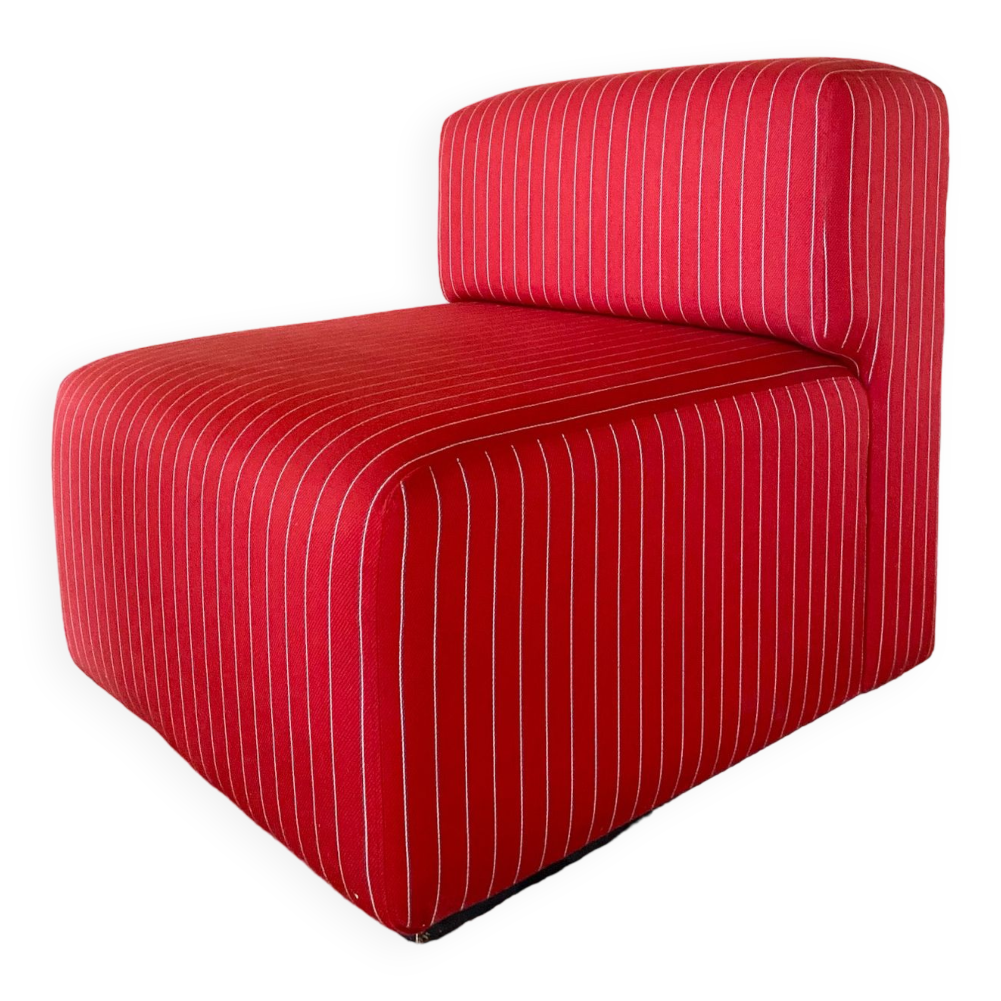 Pair of red striped armchairs from the 1980s