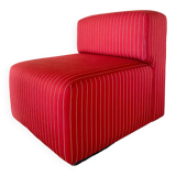 Pair of red striped armchairs from the 1980s
