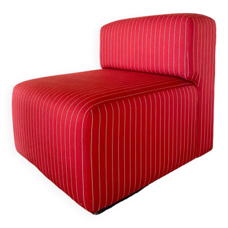 Pair of red striped armchairs from the 1980s
