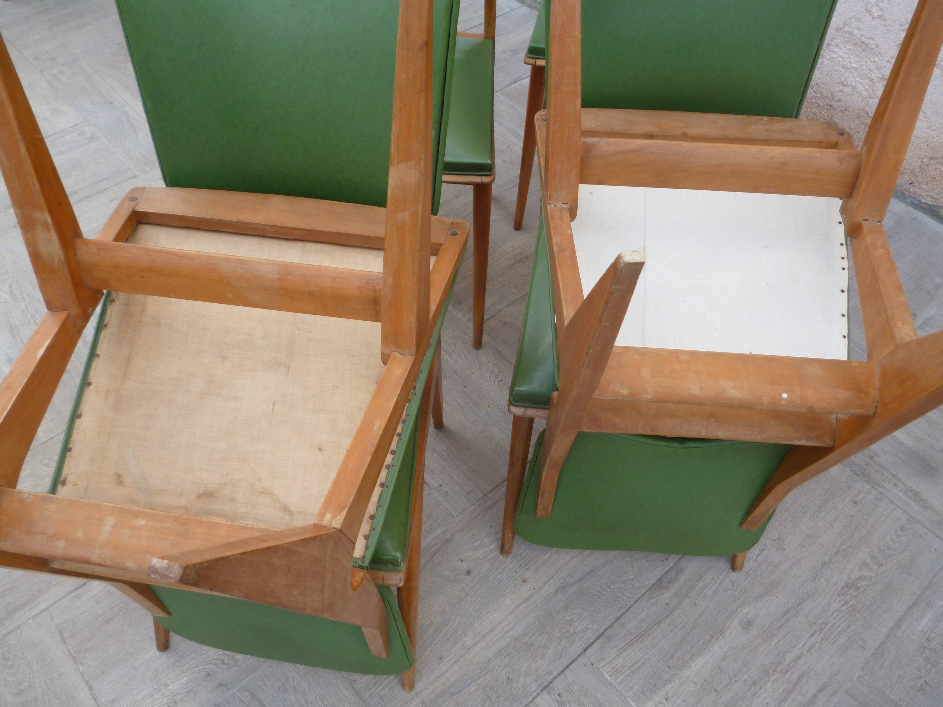 6 vintage Scandinavian chairs compass feet