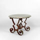 Art Deco round pedestal table in marble and wrought iron, circa 1940