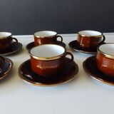 6 Rosler porcelain cups and saucers Parisian bistro type coffee cappuccino