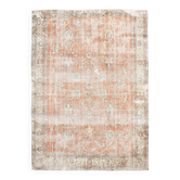 8x11 Orange & Blue Bordered Turkish Vintage Rug, Rugs For Bedroom, Antique