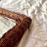 Vintage rectangular woven rattan wall mirror