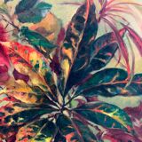 Huile sur panneau, Nature morte aux fleurs exotiques