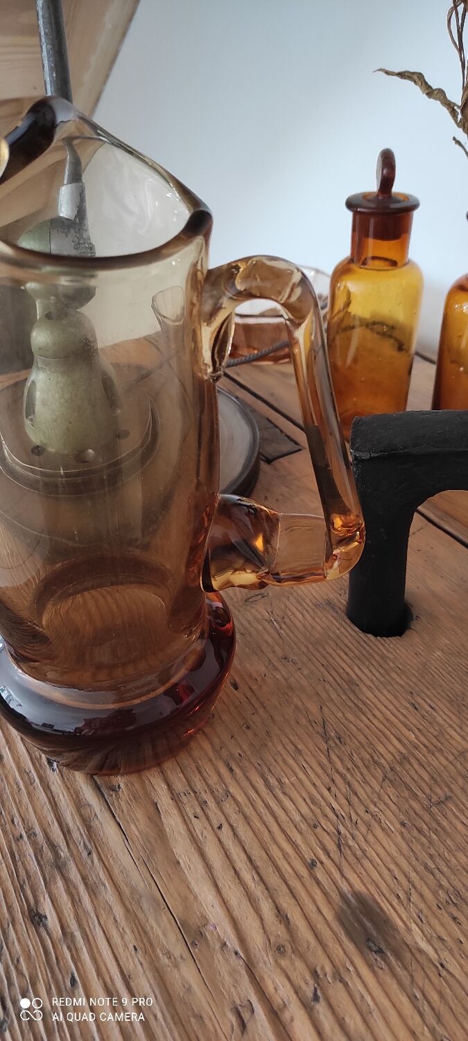 Amber glass carafe