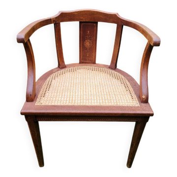 Wooden and cane office chair