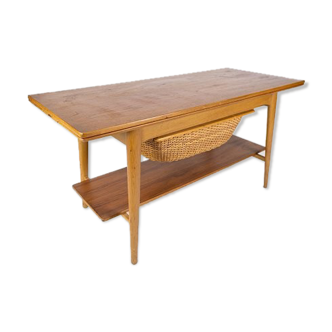 Sewing table in oak and teak of danish from the 1960
