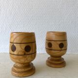 Set of 2 wooden egg cups