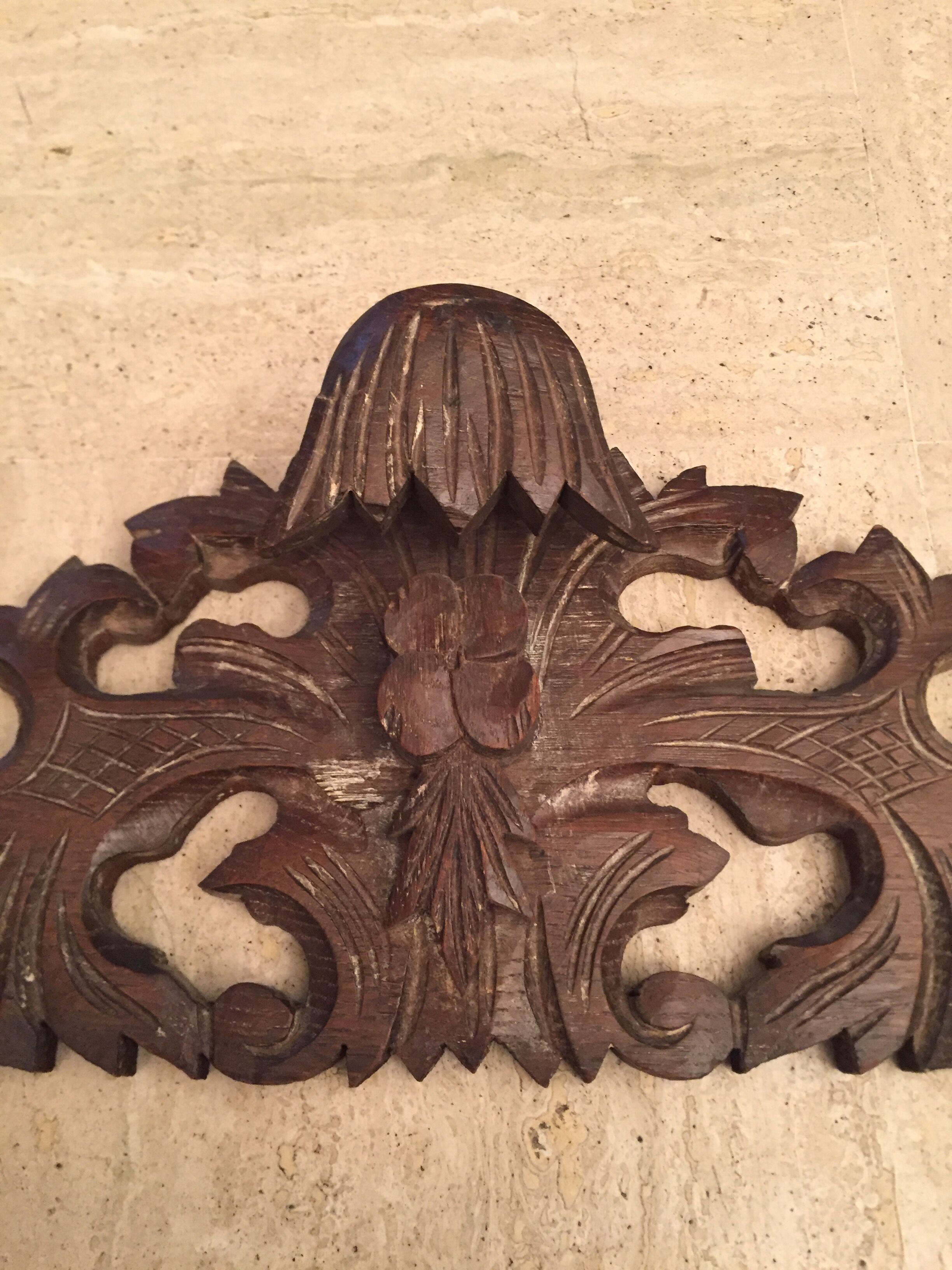 Former finely carved wooden pediment