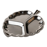 Vintage platter / silver serving dish - leaf shape, 3 compartments, timeless, Hollywood Regency Italy 1970s - elegant table decoration, gift (Copy)