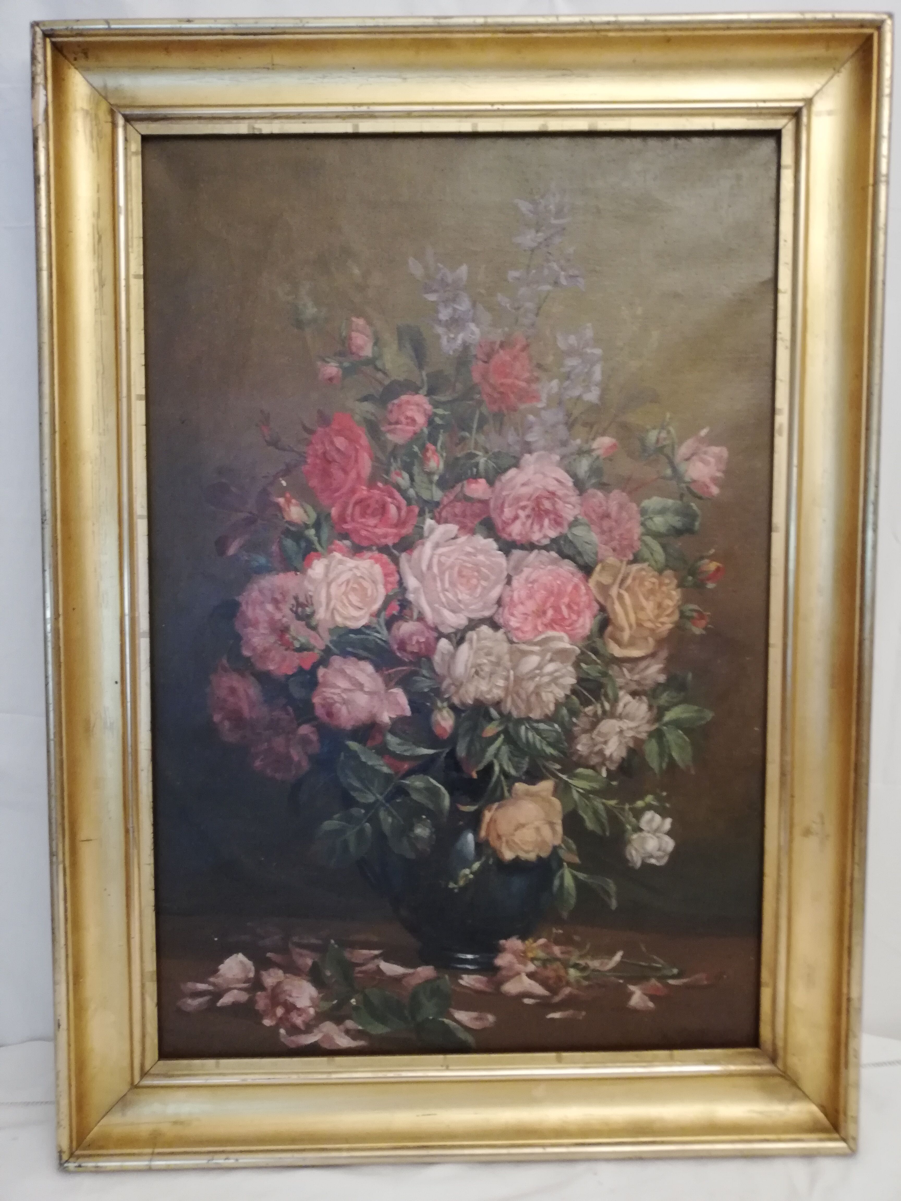 Oil on canvas bouquet of roses