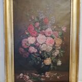 Oil on canvas bouquet of roses