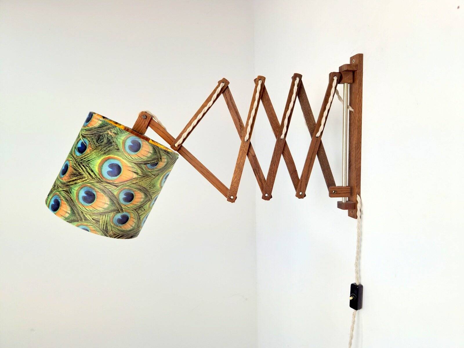Scandinavian Teak Scissor Wall Lamp, 1950s