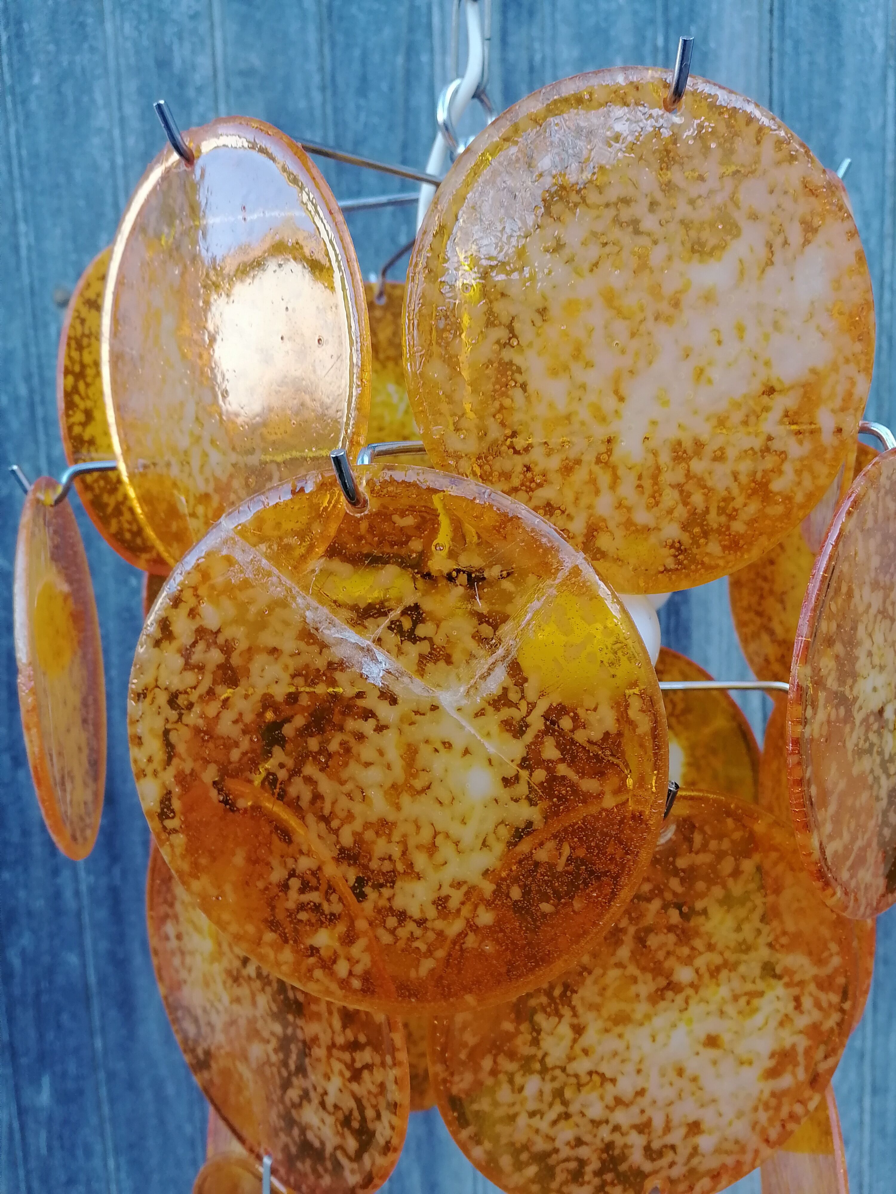 Vintage chandelier orange badge italy 1970