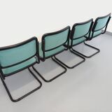 Set of 4 vintage Marcel Breuer Cesca B32 Bauhaus style chairs in black metal, black wood and v fabric