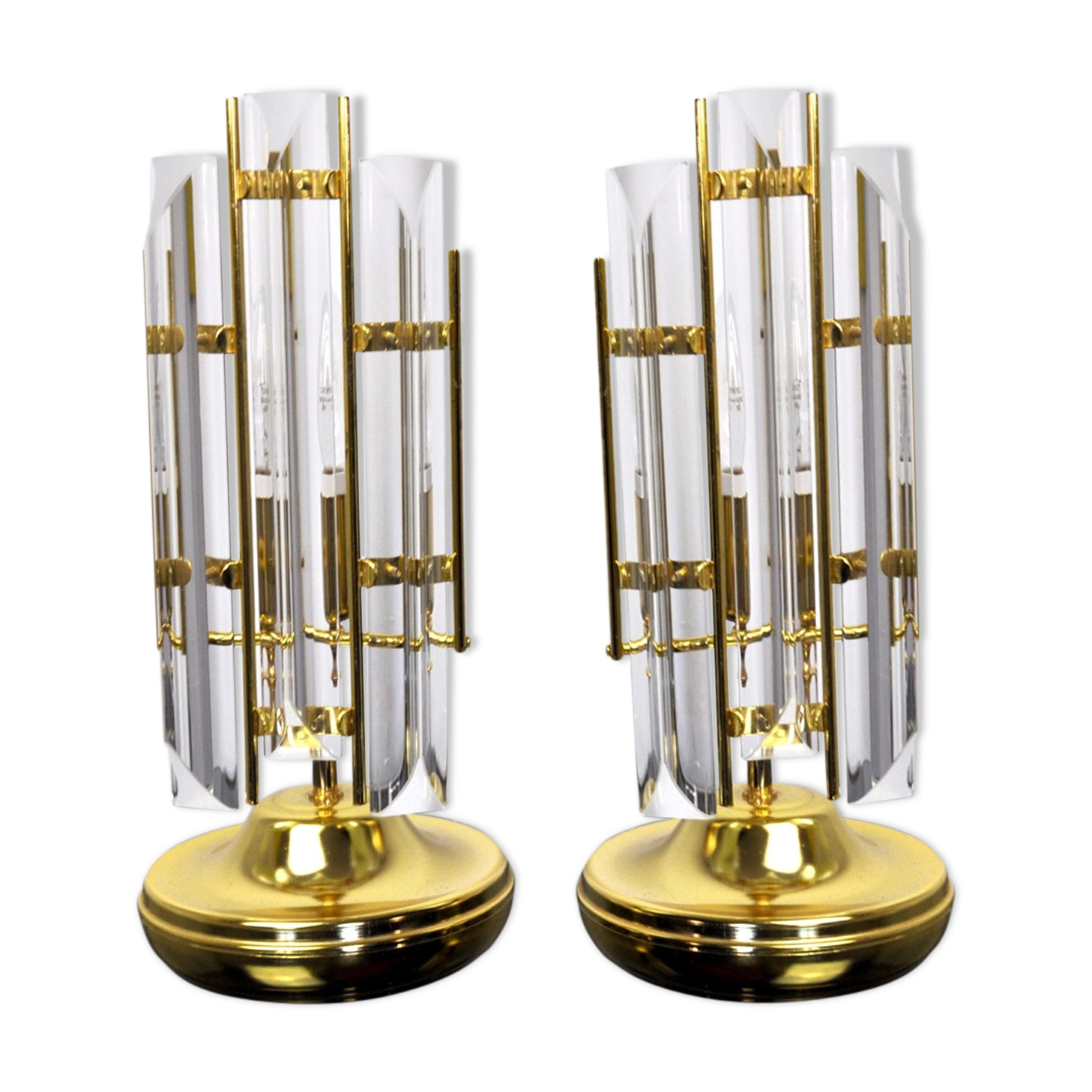 Paire de lampes Triedi Murano, Italie, 1970