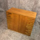Natural wood and brass sideboard, twenty-first century