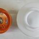 Ceiling light or wall lamp in orange ABS and opal globe - 1970s