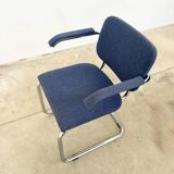 Paire fauteuils Marcel Breuer B64 Knoll tissu bleu