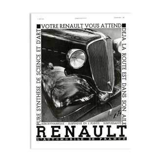 Affiche vintage années 30 Renault Automobiles