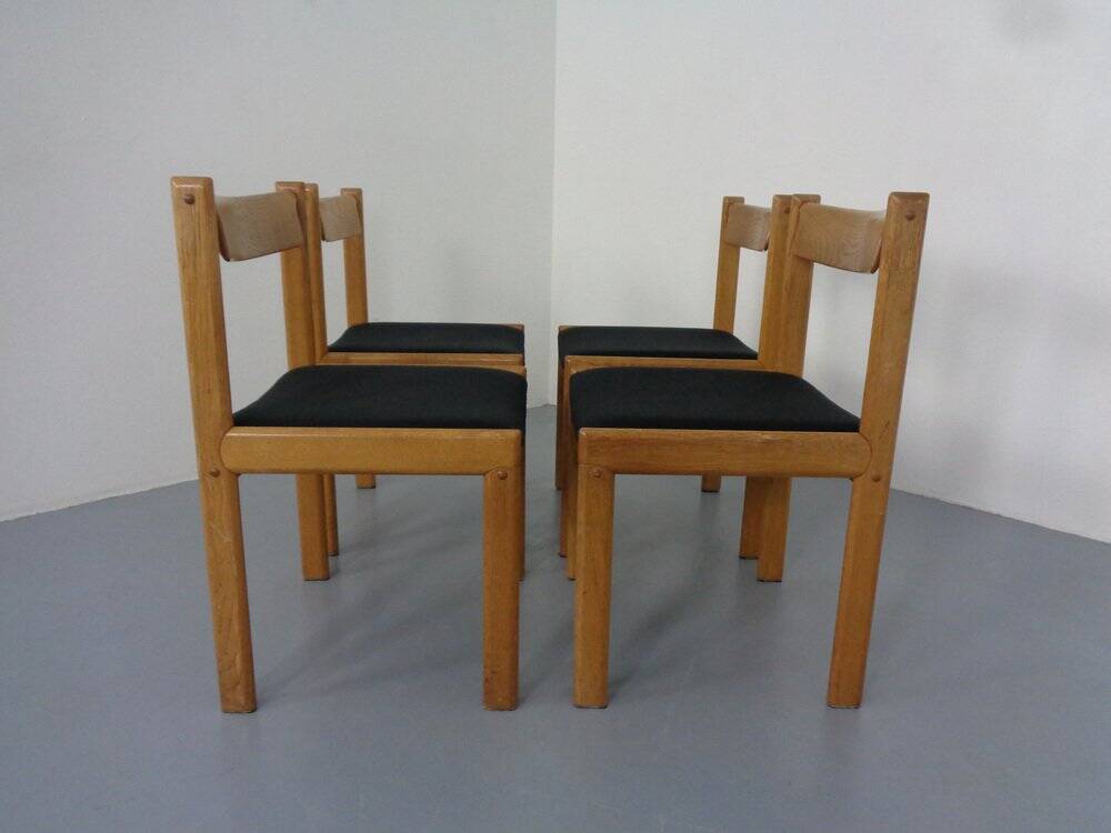 Danish Oak Dining Chairs, Set of 4, 1960s