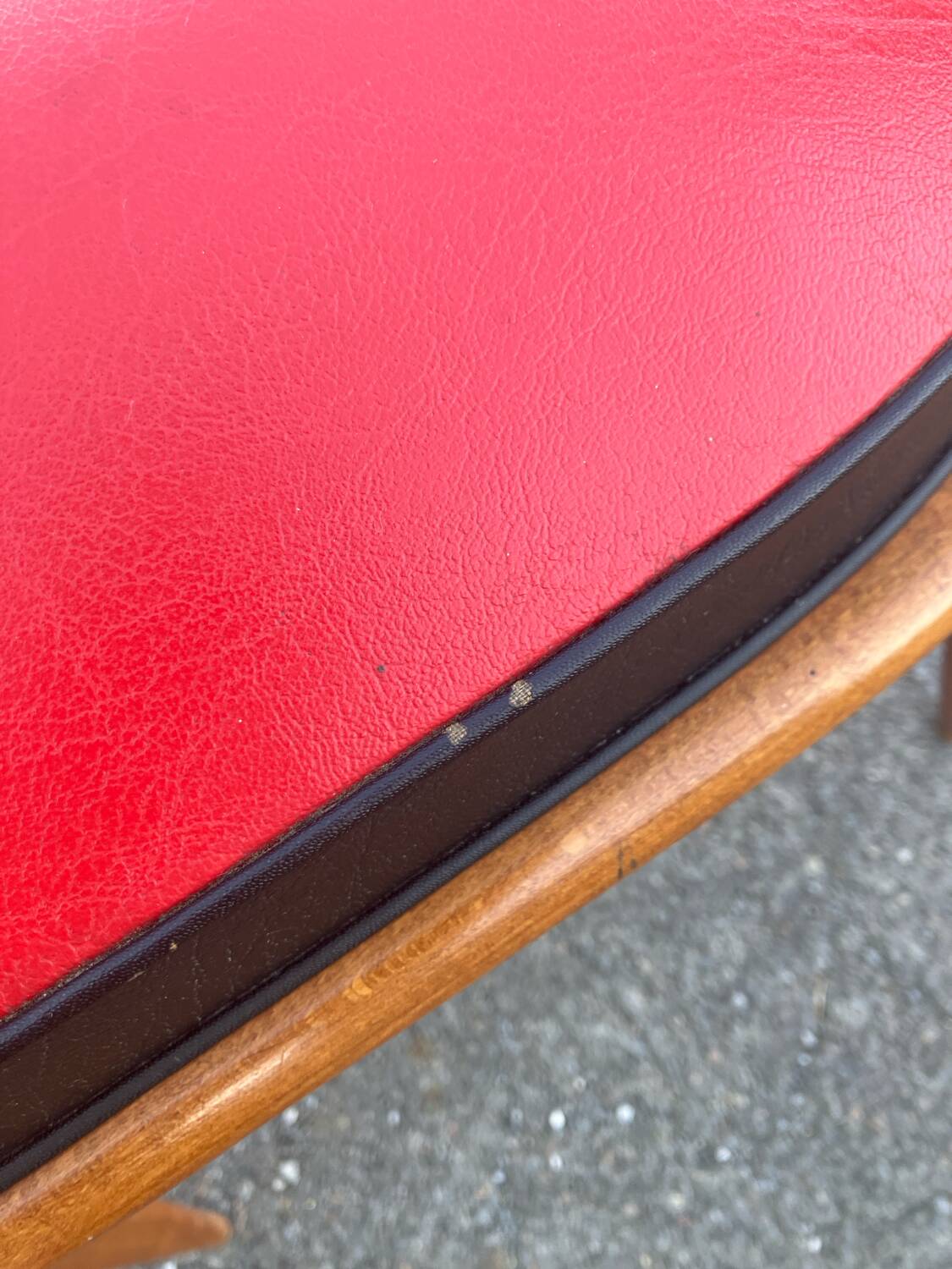 Set of five bistro chairs in wood and imitation leather, Charles Ramos Baumann style