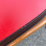Set of five bistro chairs in wood and imitation leather, Charles Ramos Baumann style