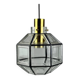 60s 70s ceiling lamp Glashütte Limburg Germany glass & brass Space Age