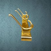 Vintage wall-mounted coat rack in anodised gold aluminium with 3 hooks from the 1970s.