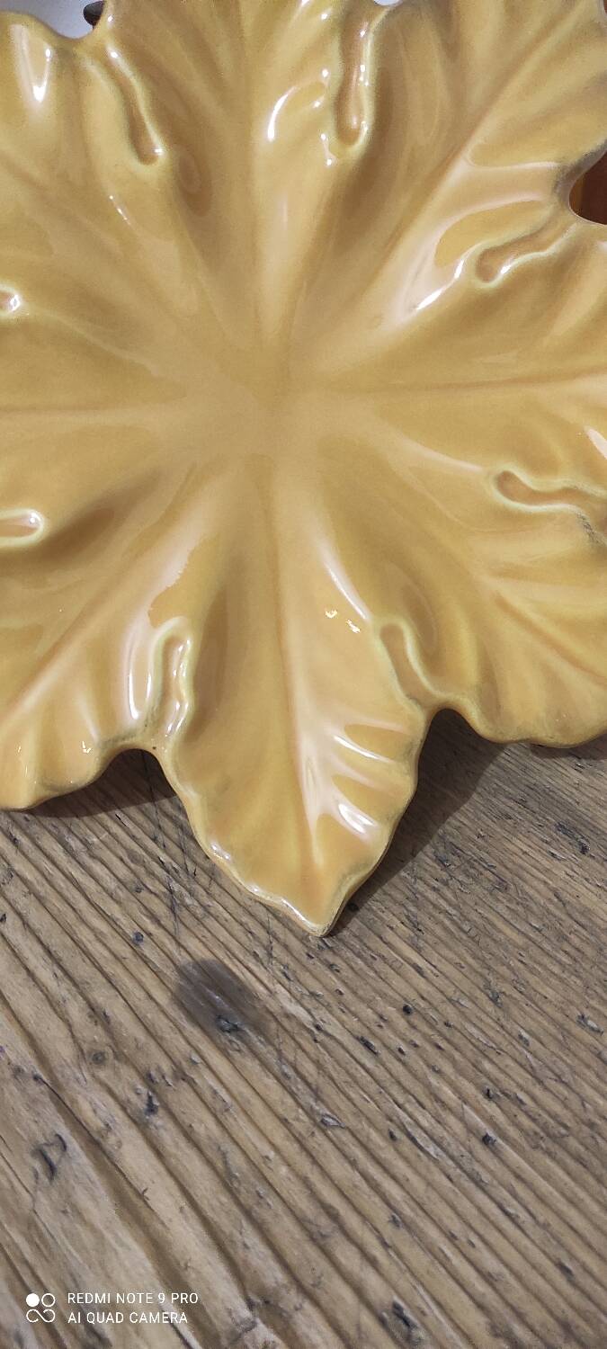 Assiette feuille d automne Barbotine