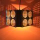 Two square metal chrome cane hanging lamps from the 70s
