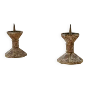 Paire de bougeoirs en - fonte