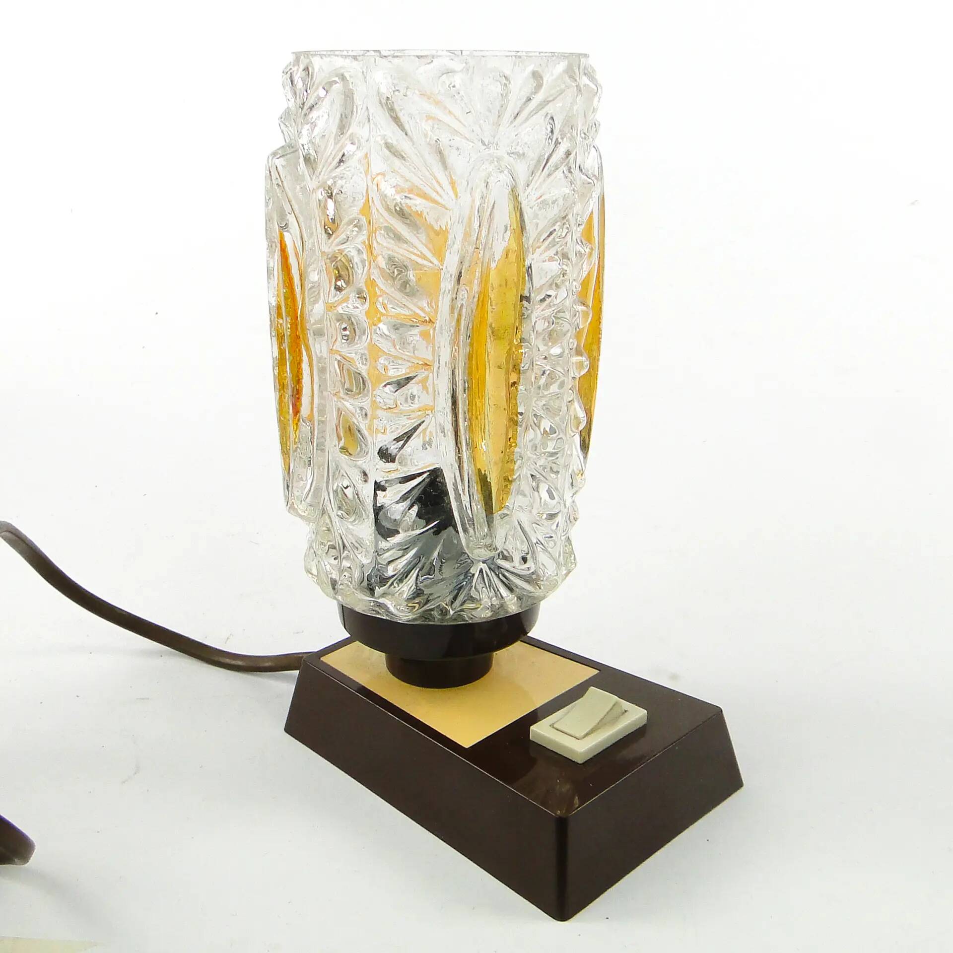 Mid-century modern bedside lamp, glass, Germany, 1970s