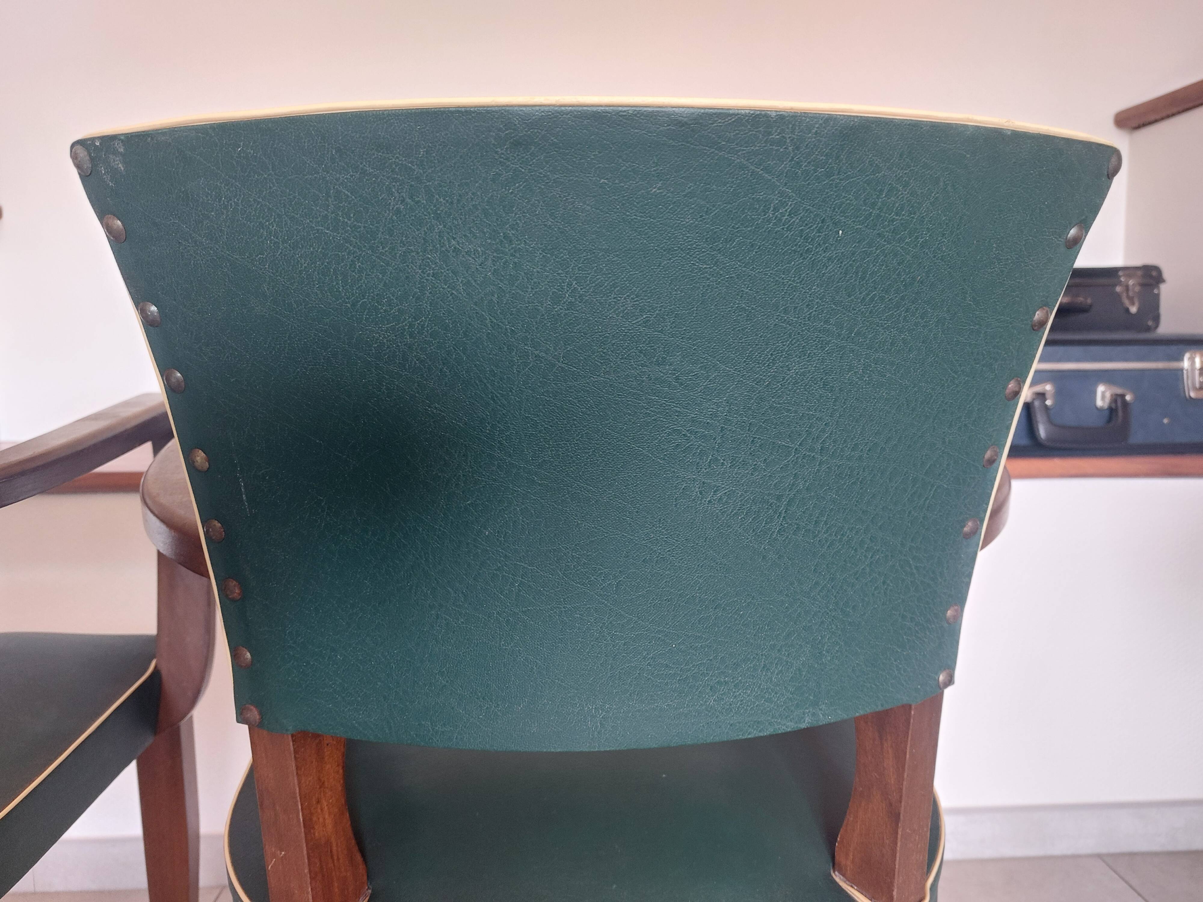 paire de chaises, fauteuils bridges vert foncé