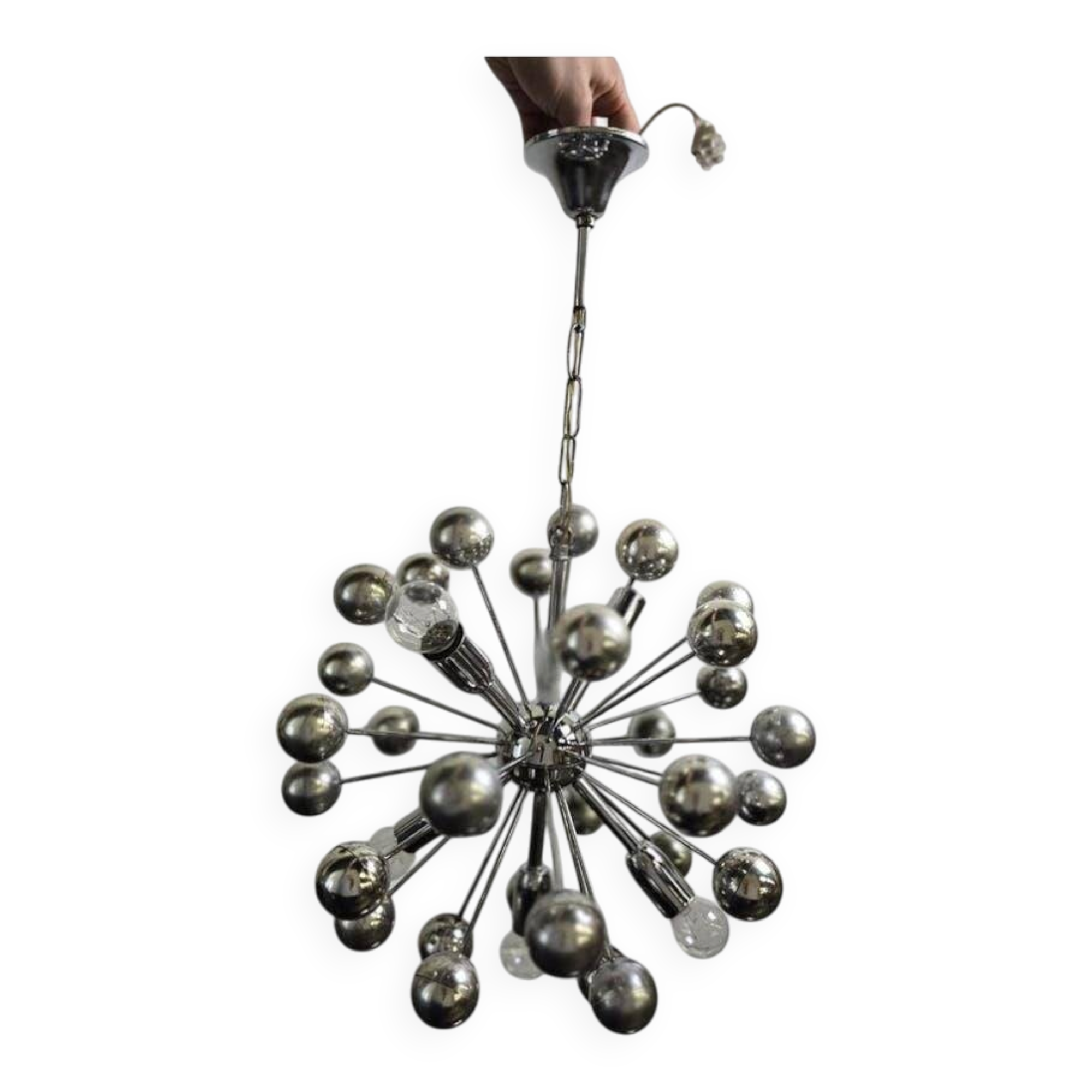 Vintage chrome pendant lamp / sputnik chandelier cosack leuchten