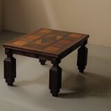 Art Deco table or desk, solid oak and marquetry, France 1930