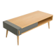 Coffee table with an oak cabinet equipped with 2 sliding doors, solid oak legs