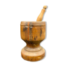 Ancient Mortar and its frutier wooden pestle shot from the 19th century, France