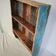 Wall shelf 3 shelves + 4 hooks cast iron in polychrome wood