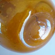 Blown glass carafe from Biot, amber, bubbled, vintage 70s