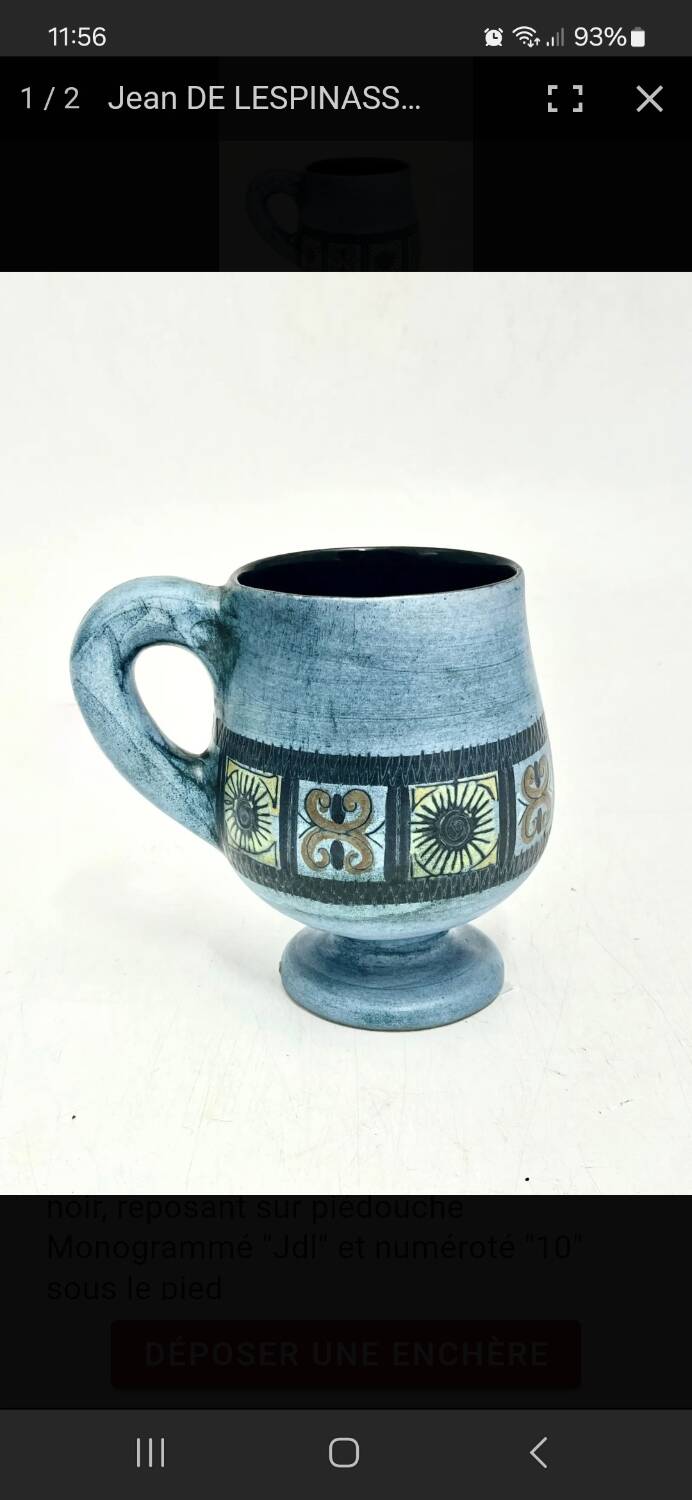 Jean de Lespinasse (1896-1979) ceramic mug