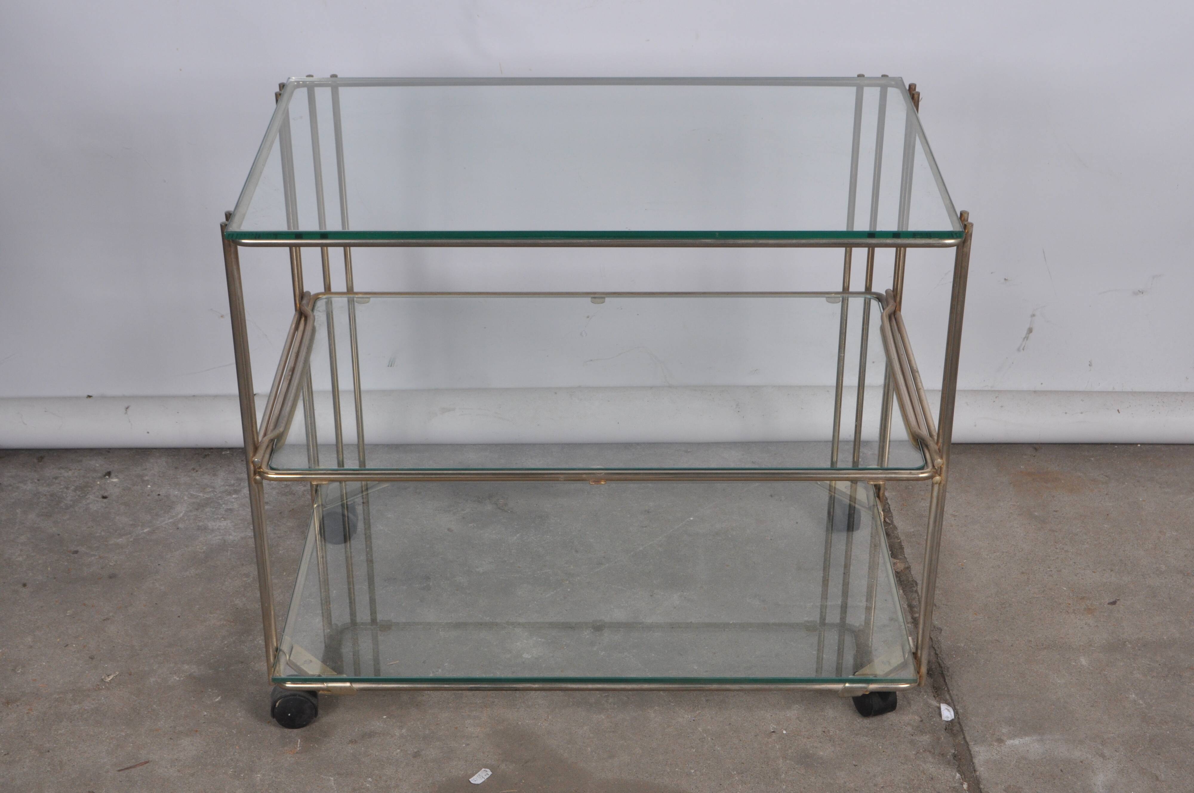 Gold metal serving trolley