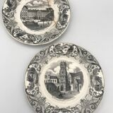 Set of 6 antique choisy-le-roi earthenware plates with grisaille decoration