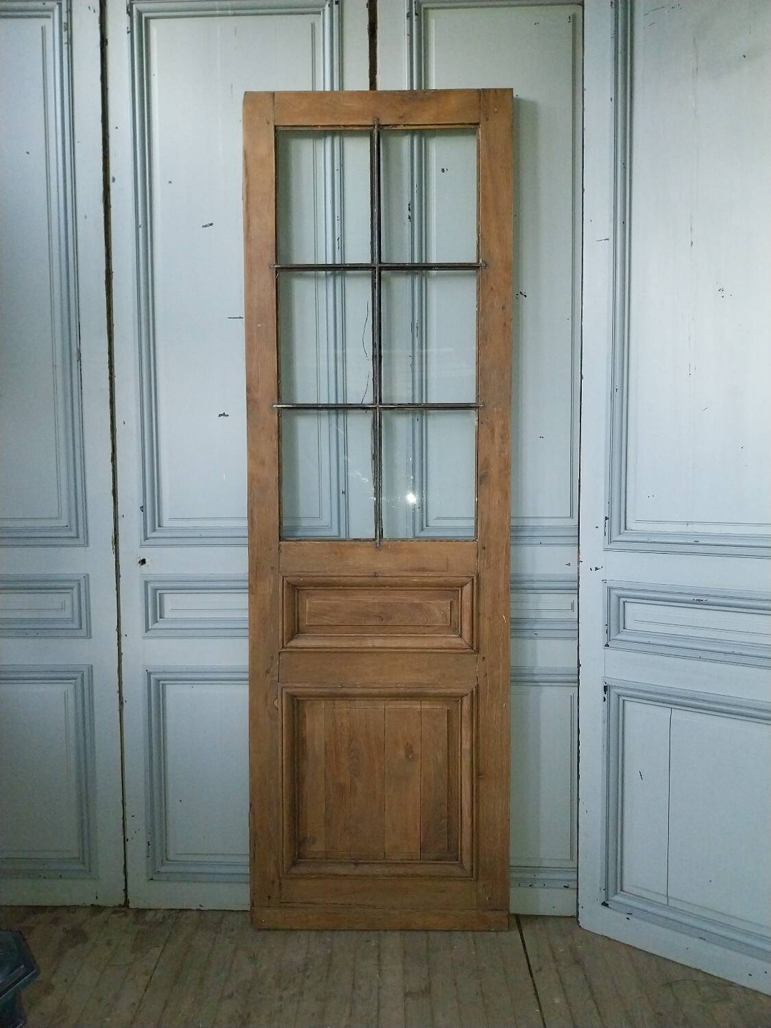Oak door with 6 panes of glass