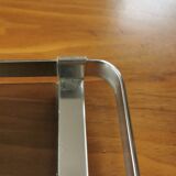 Large vintage smoked glass and chromed metal tray