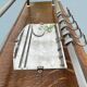 Large Art Deco wall-mounted coat rack in wood and chrome metal with mirror